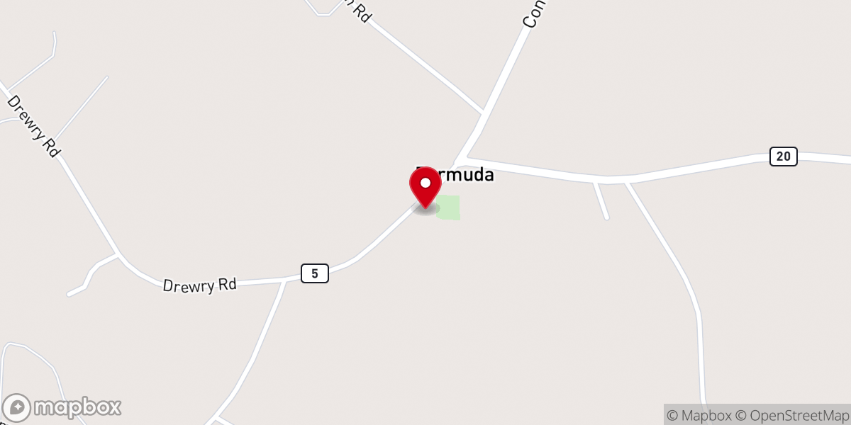 Map showing location of Bermuda United Methodist Church