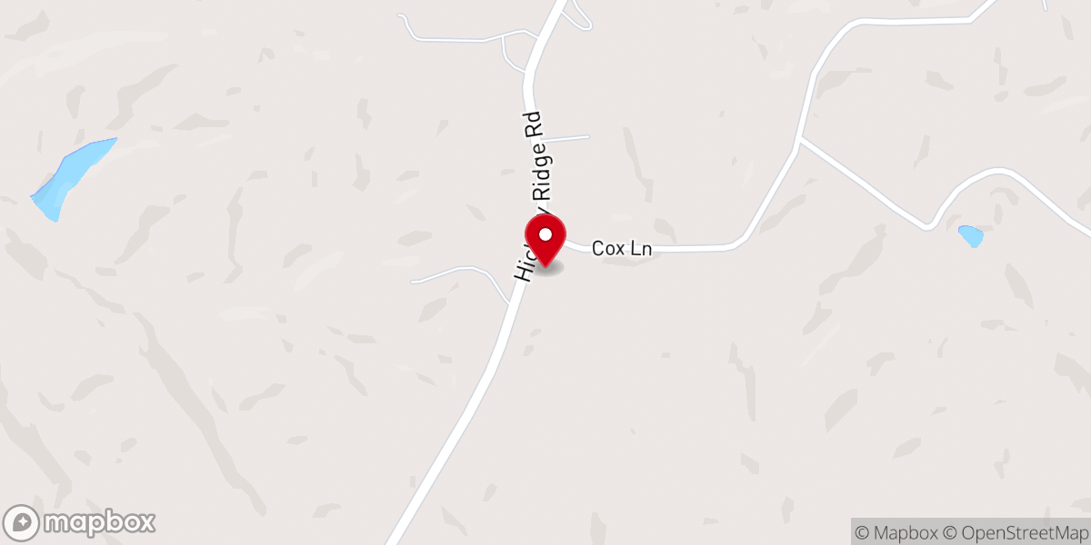 Map showing location of Pigeon Fork Baptist Church