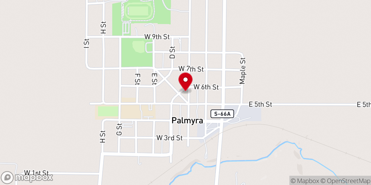 Map showing location of Palmyra Methodist Church