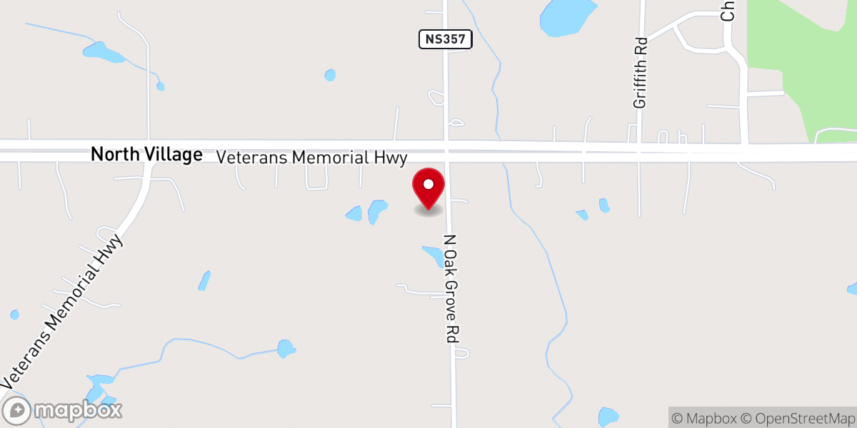 Map showing location of Oak Grove Baptist Church