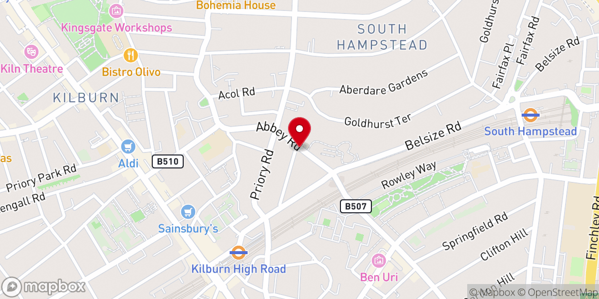 Map showing location of Priory Road South Hampstead (Stop H)