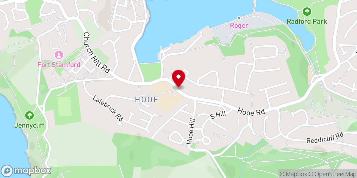 Map showing location of Hooe Baptist Church