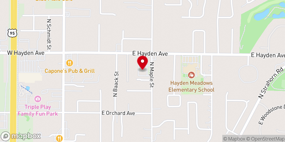 Map showing location of Maple Street Community Church