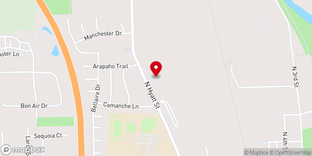 Map showing location of Upper Room Worship Center