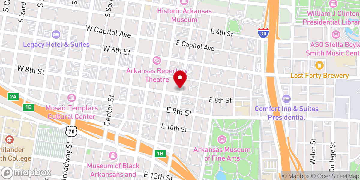 Map showing location of Second Baptist Church Downtown