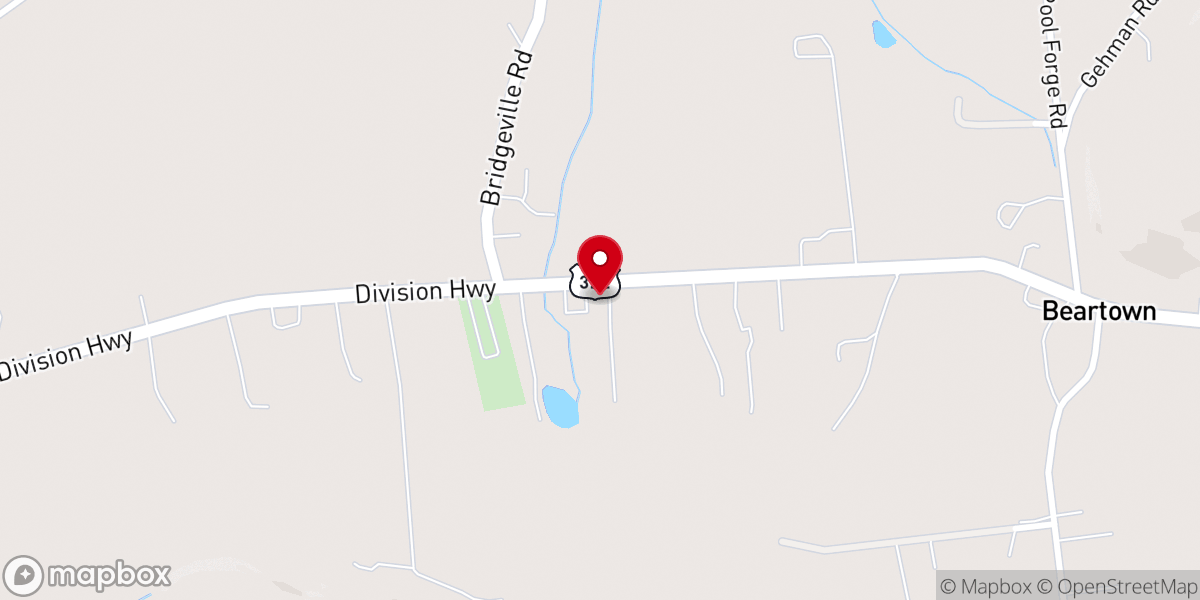 Map showing location of Bridgeville EC Church