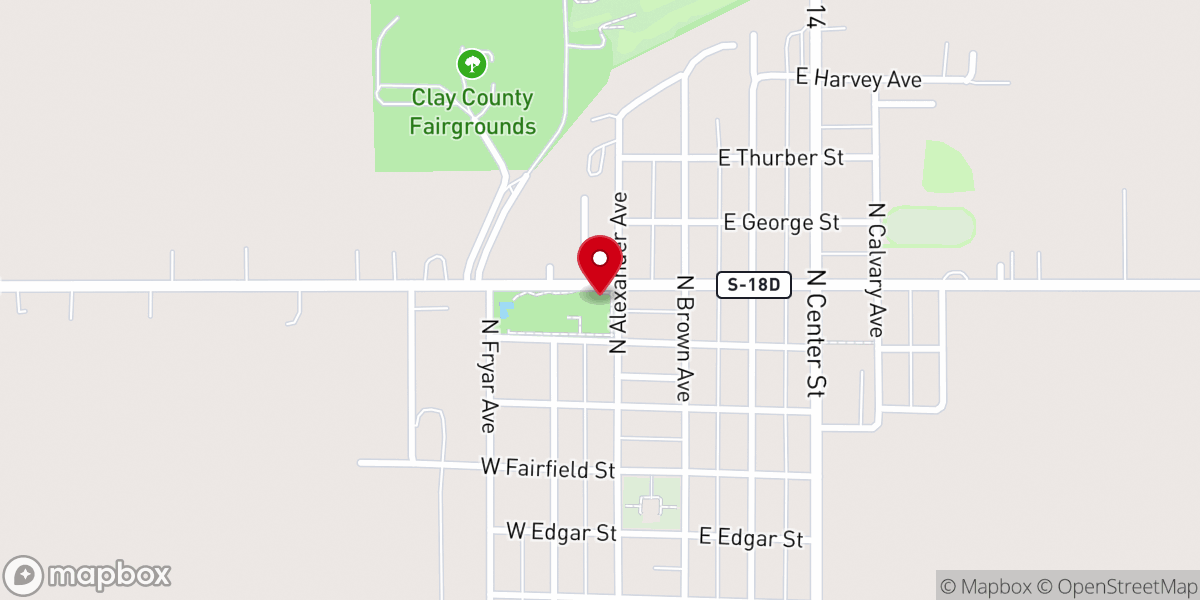 Map showing location of Clay Center Historical Marker