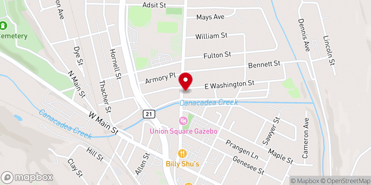 Map showing location of Salvation Army Food Pantry - Hornell - Food Distribution Center