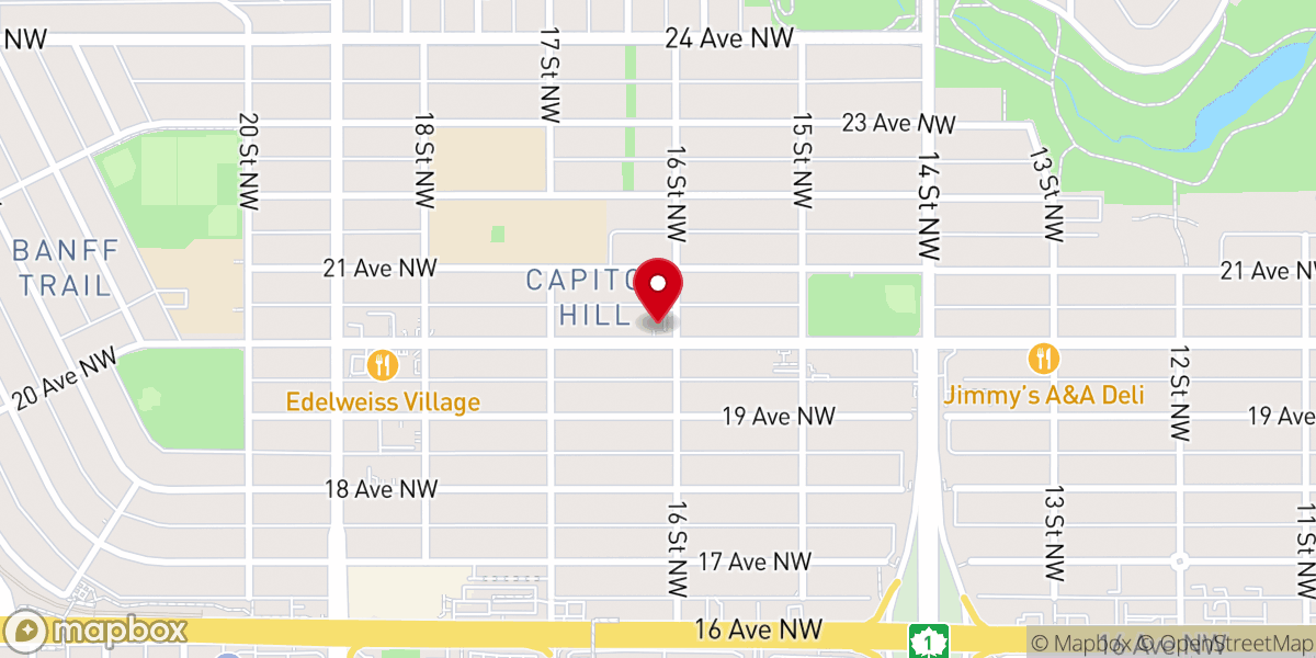 Map showing location of Calgary Chinese Evangelical Free Church