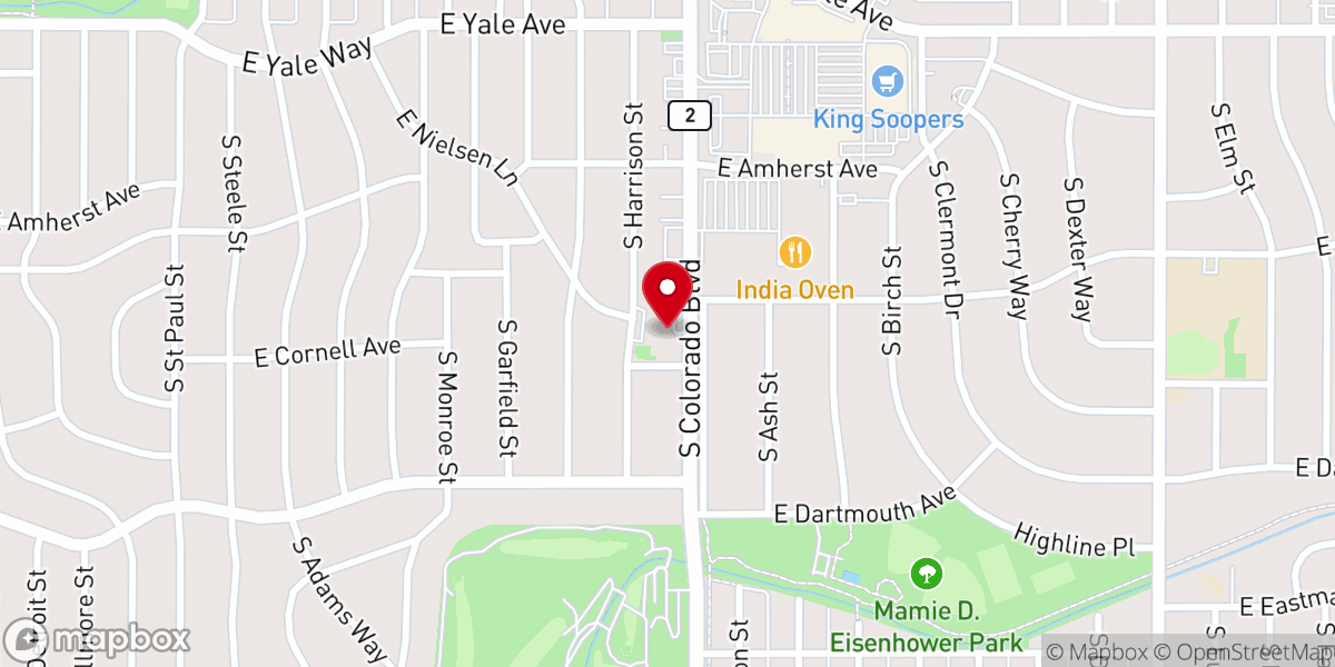 Map showing location of Wellshire Presbyterian Church