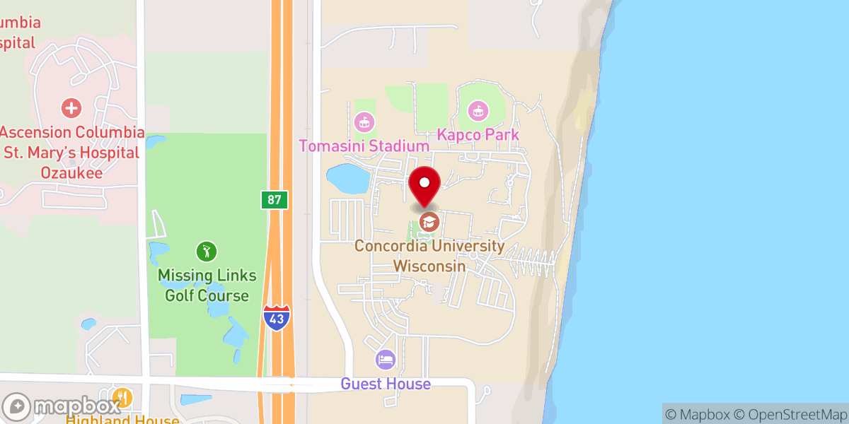 Map showing location of Concordia University Wisconsin