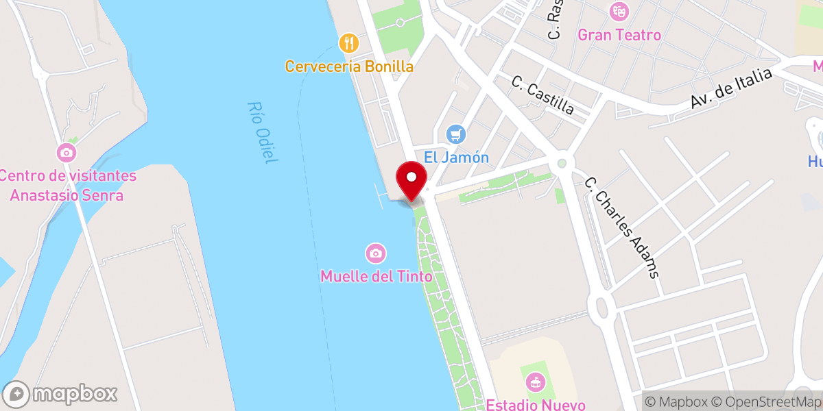 Map showing location of Muelle de la Compañía de Riotinto