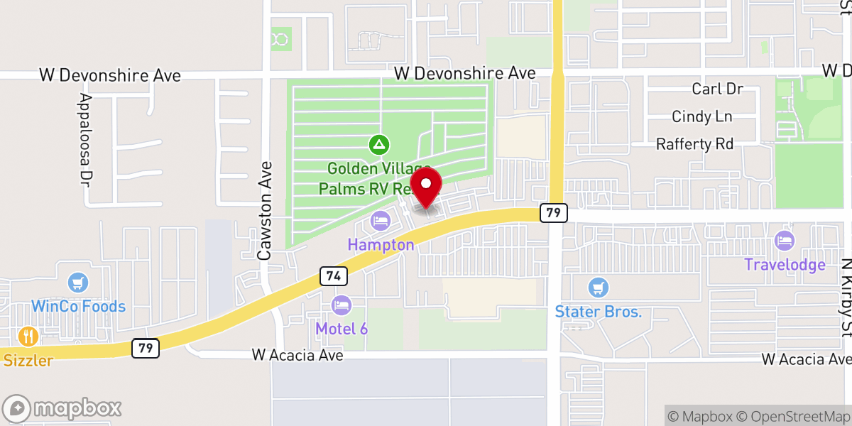 Map showing location of Light of Hope Community Church Hemet