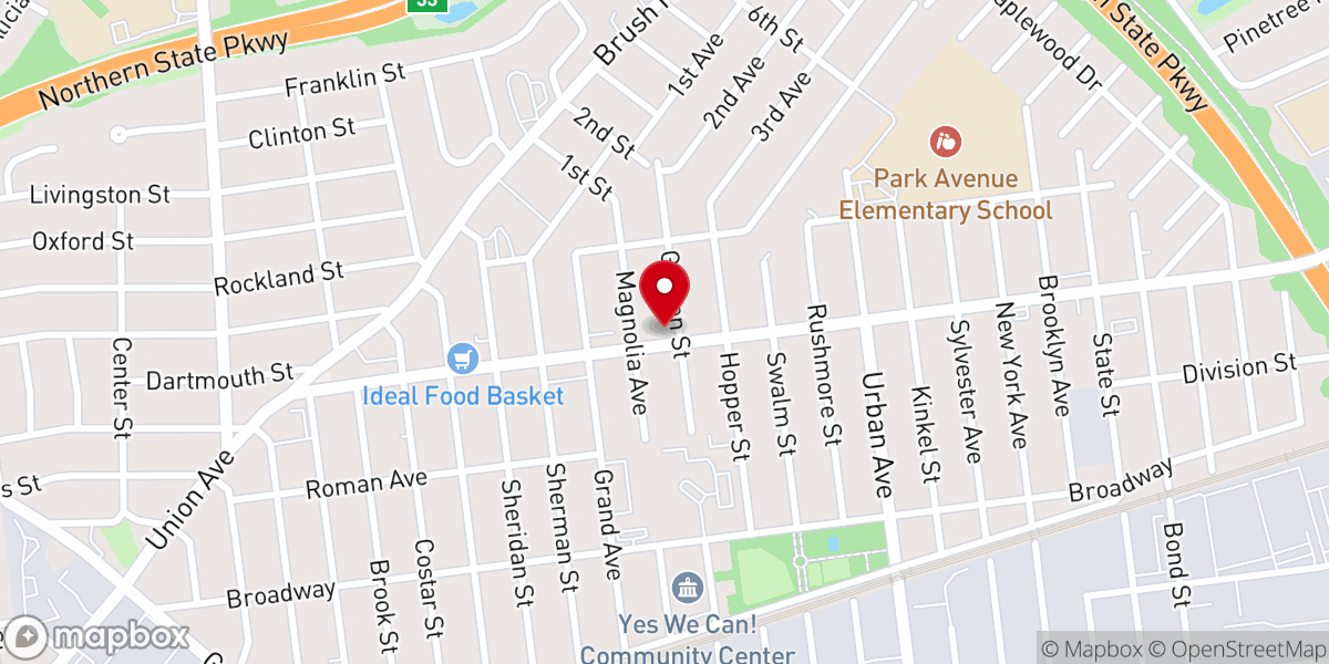 Map showing location of Eben-Ezer Haitian Baptist Church of Westbury