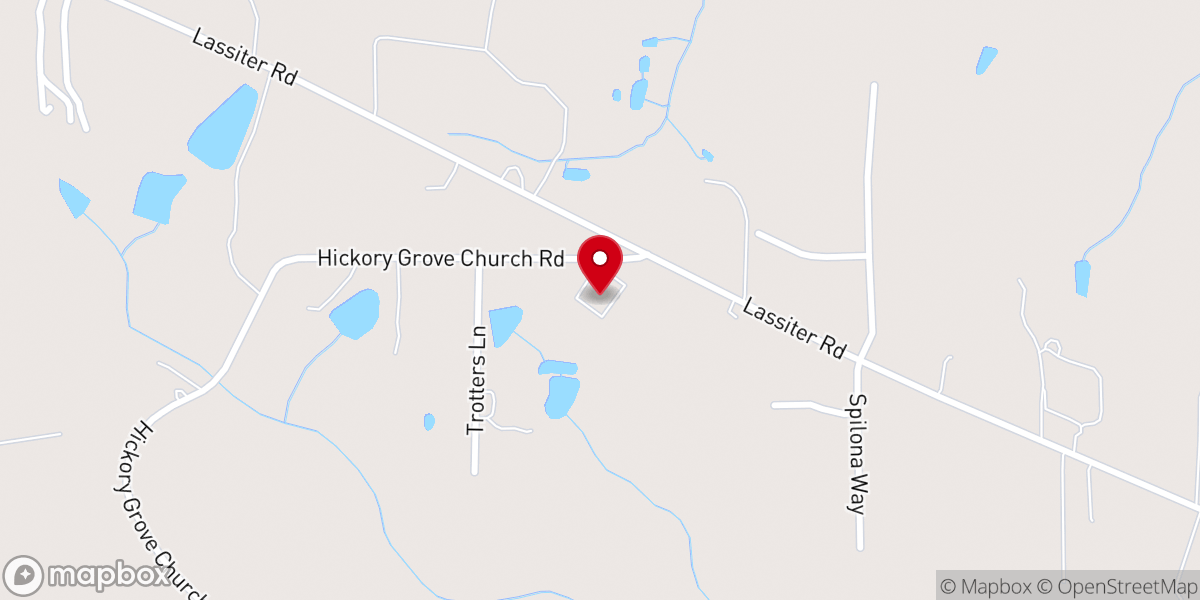 Map showing location of Hickory Grove Church