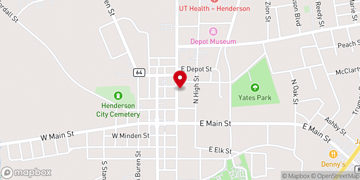 Map showing location of Henderson First Methodist Church