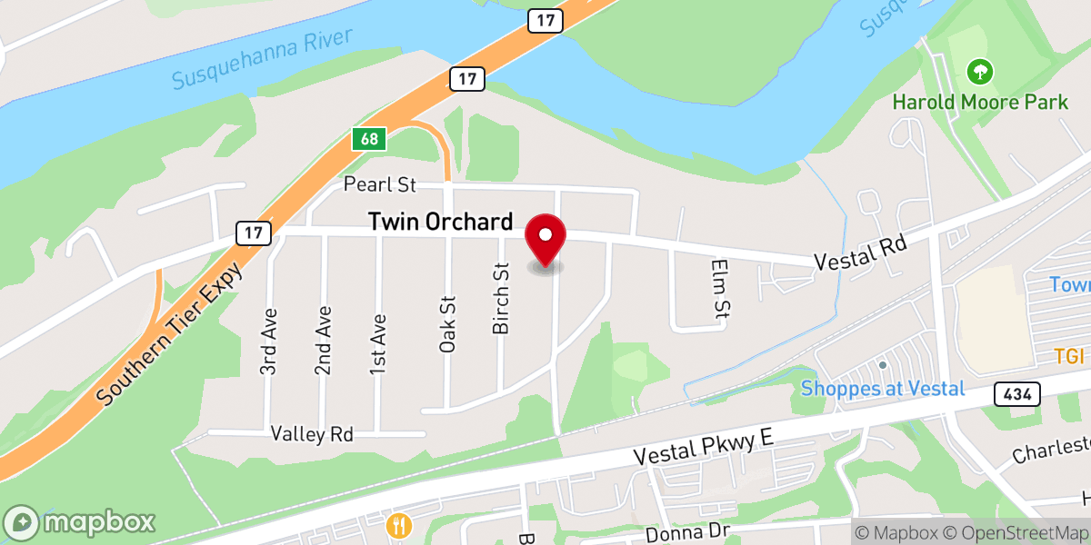 Map showing location of Twin Orchard Baptist Church-Prsng