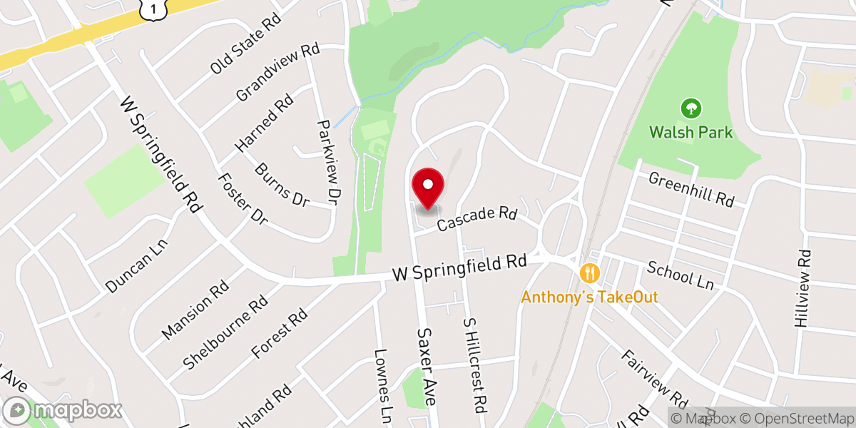 Map showing location of First Presbyterian Church of Springfield