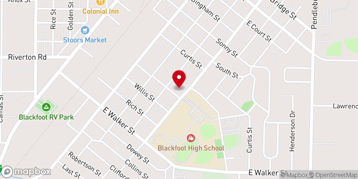 Map showing location of Calvary Chapel Blackfoot
