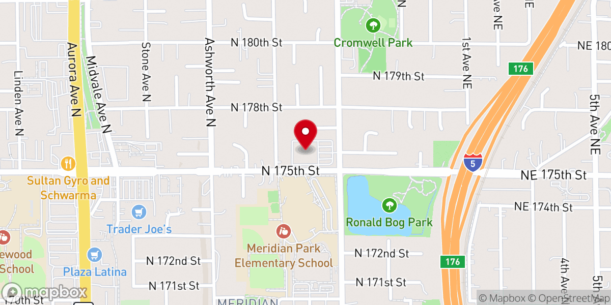 Map showing location of Aurora Church of the Nazarene