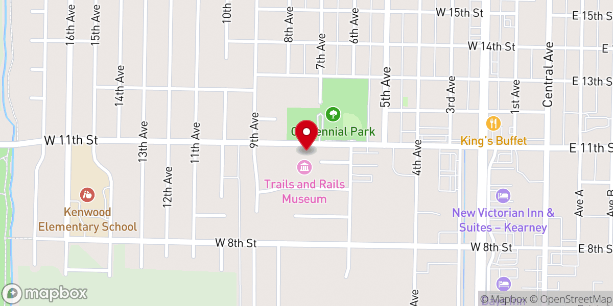 Map showing location of Trails & Rails Museum - Buffalo County Historical Society