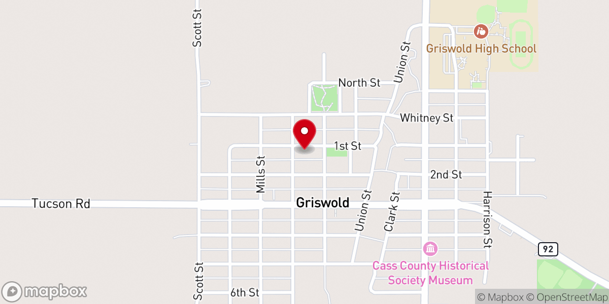 Map showing location of Griswold United Methodist Church