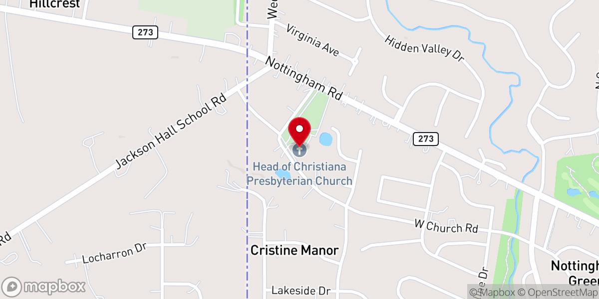 Map showing location of Head of Christiana Presbyterian Church