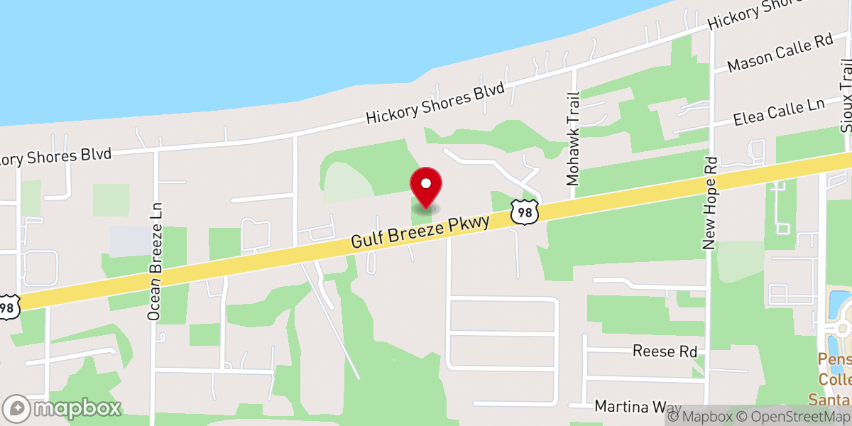 Map showing location of Coast Community Church of Gulf Breeze Inc