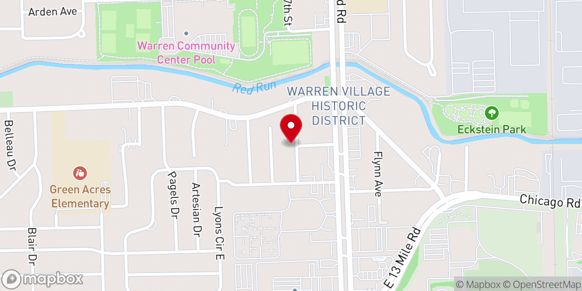 Map showing location of First Baptist Church Of Warren