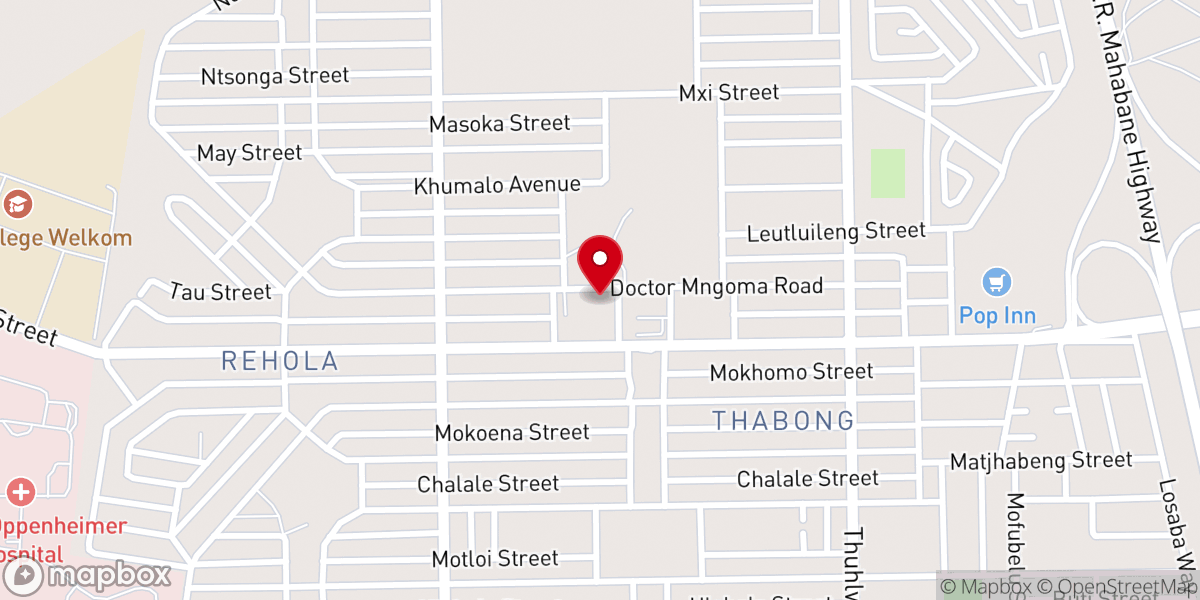 Map showing location of Catholic Church Thabong