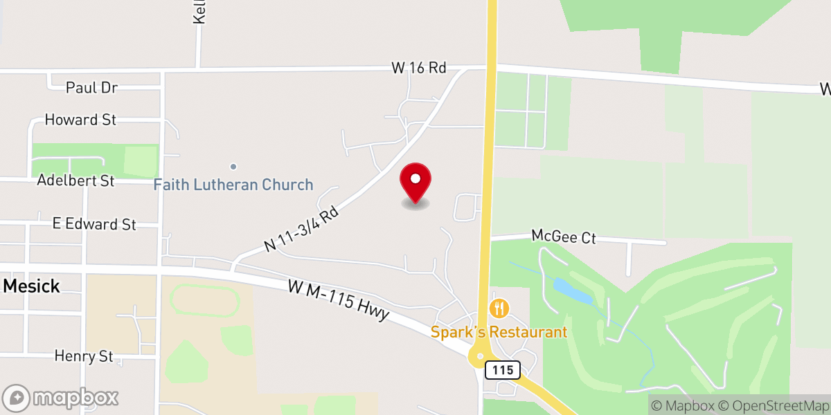 Map showing location of Mesick Lions Mushroom Festival