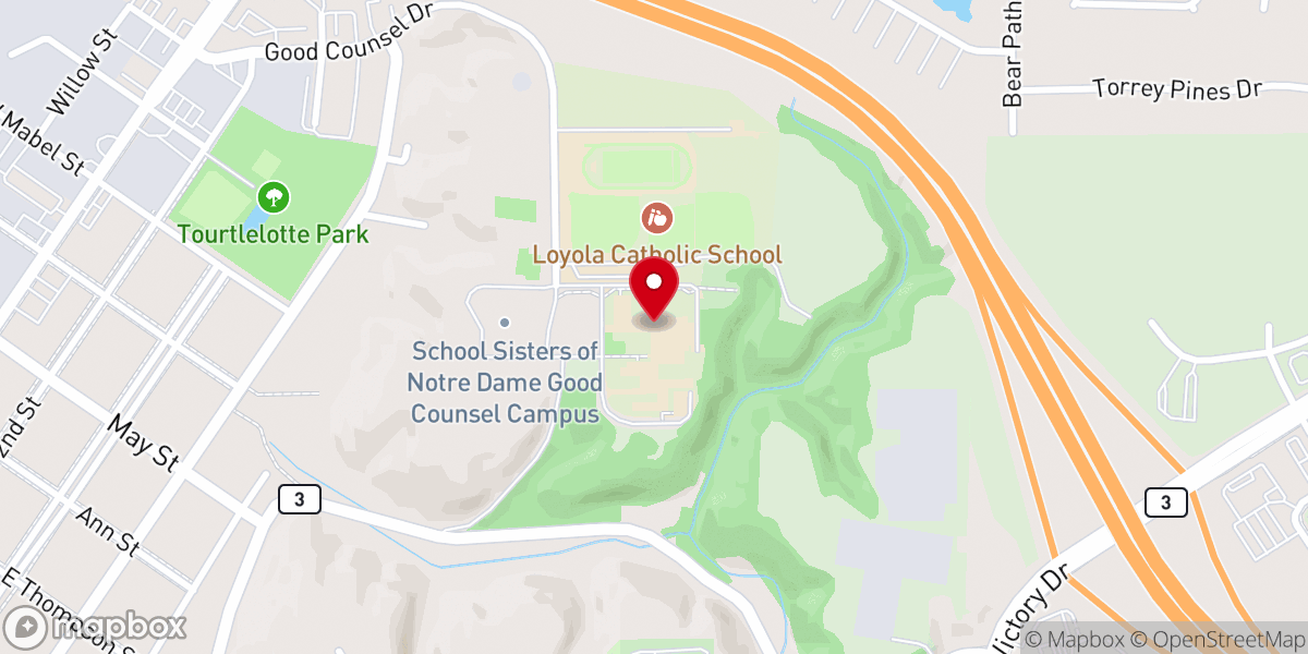 Map showing location of Loyola Catholic School