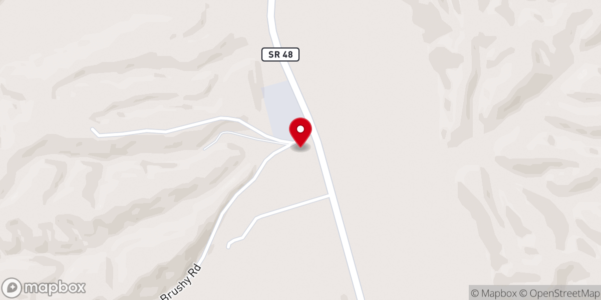 Map showing location of Brushy Church of Christ