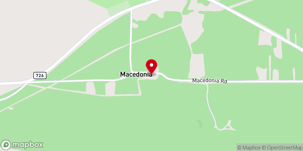 Map showing location of Macedonia United Methodist Church