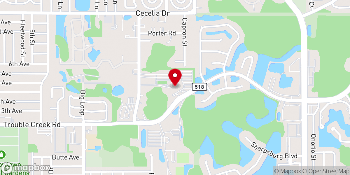 Map showing location of Calvary Chapel Worship Center