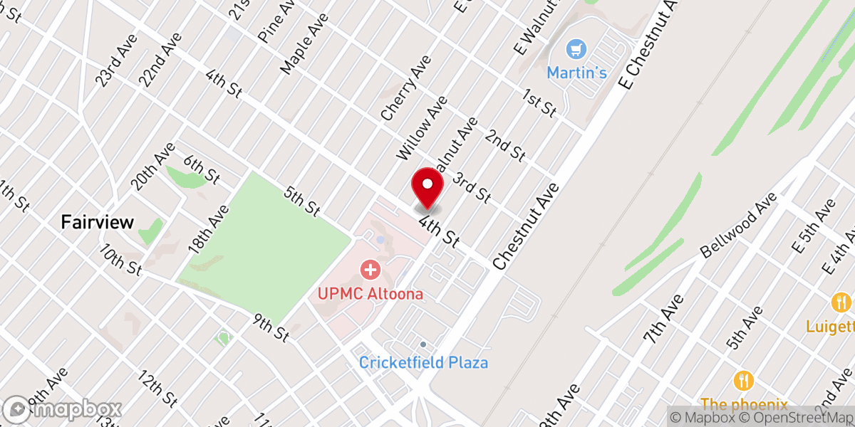Map showing location of Community Baptist Church of Altoona