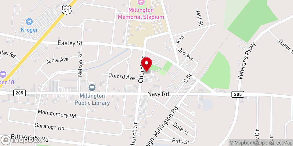 Map showing location of Baker Community Center