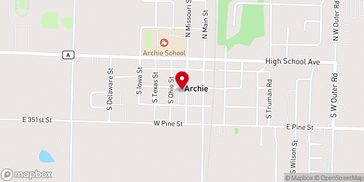 Map showing location of Christ Fellowship Church Archie