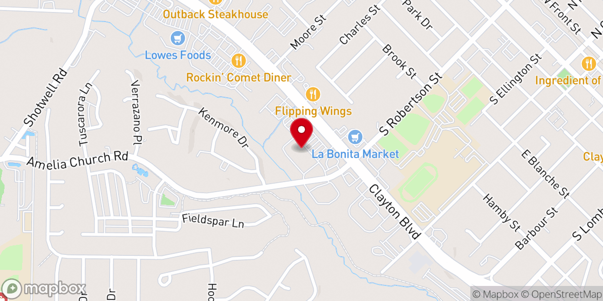 Map showing location of The Church at Clayton Crossings