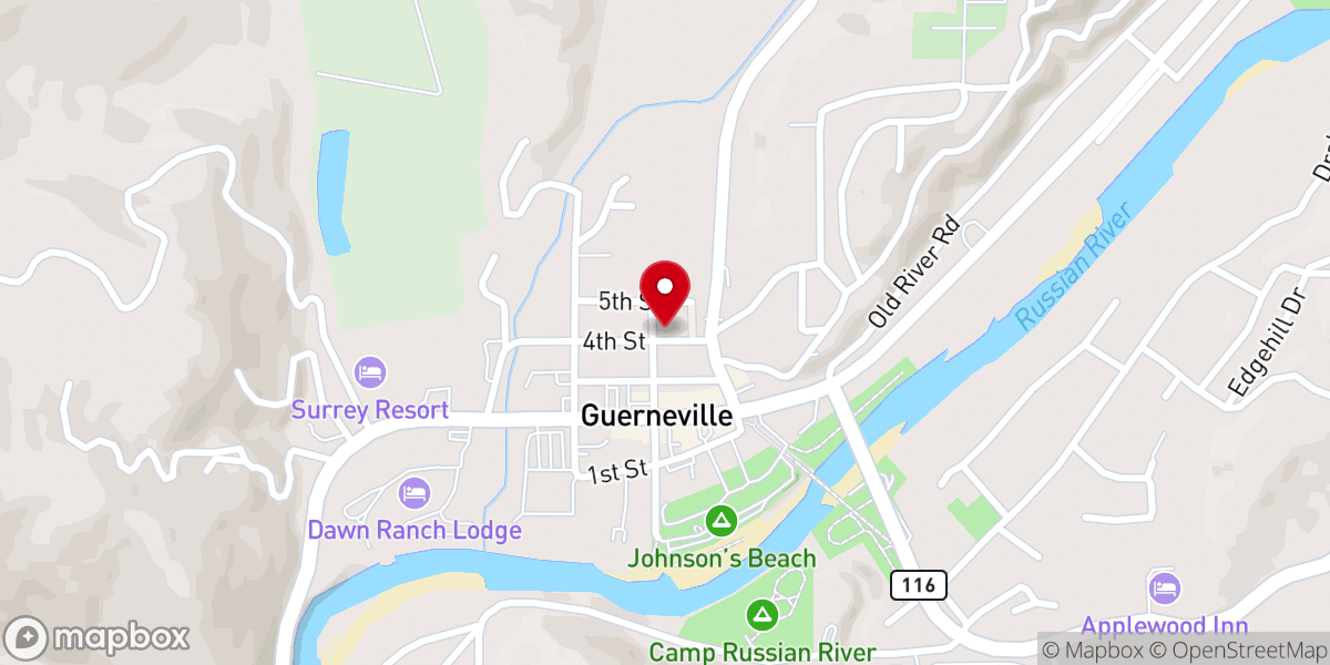 Map showing location of Guerneville Certified Farmers Market