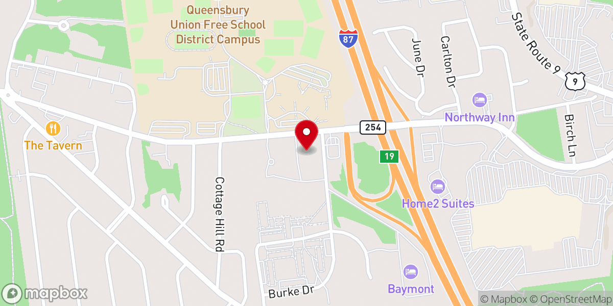 Map showing location of United Methodist Church of Queensbury - Food Distribution Center
