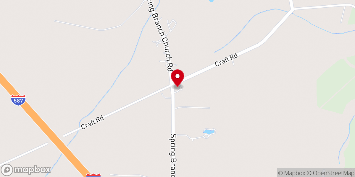 Map showing location of Spring Branch Church