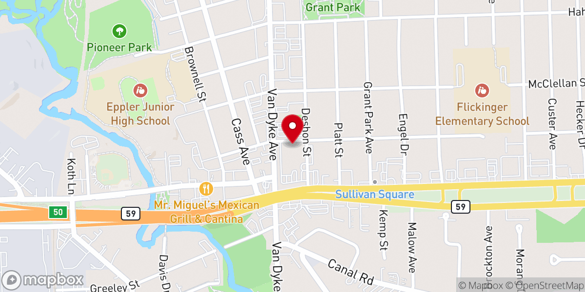 Map showing location of Trinity Lutheran Church & School