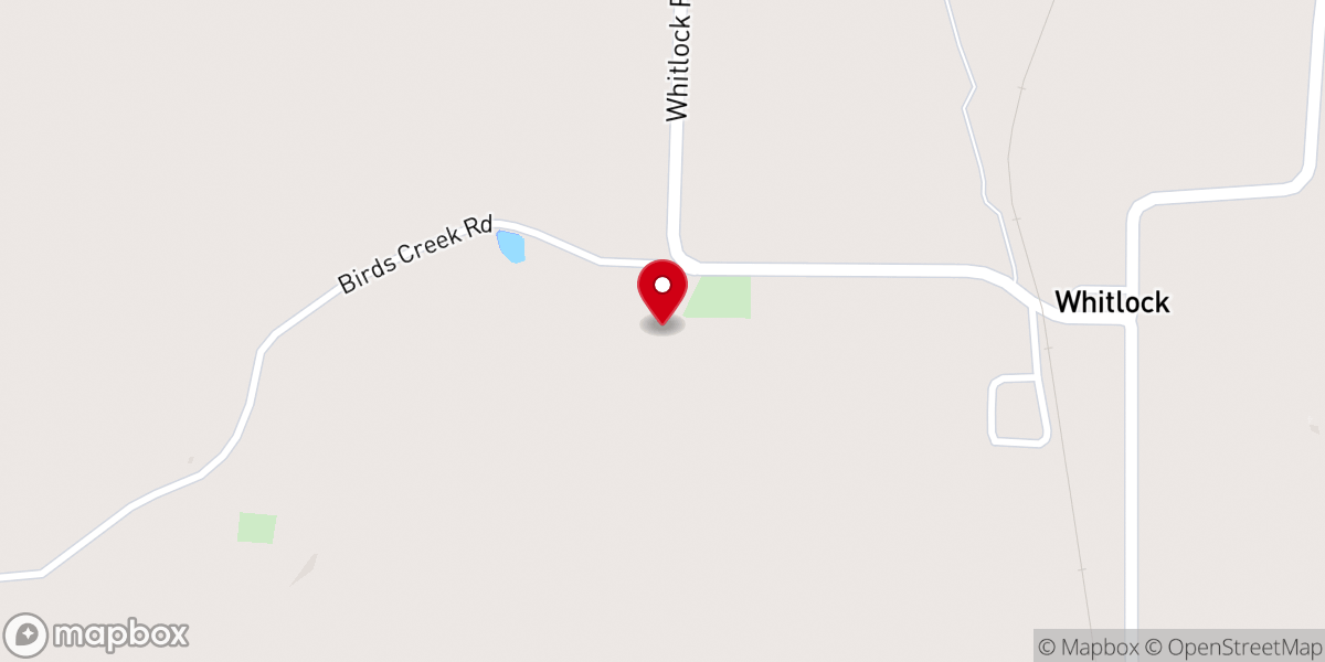 Map showing location of Birds Creek Baptist Church