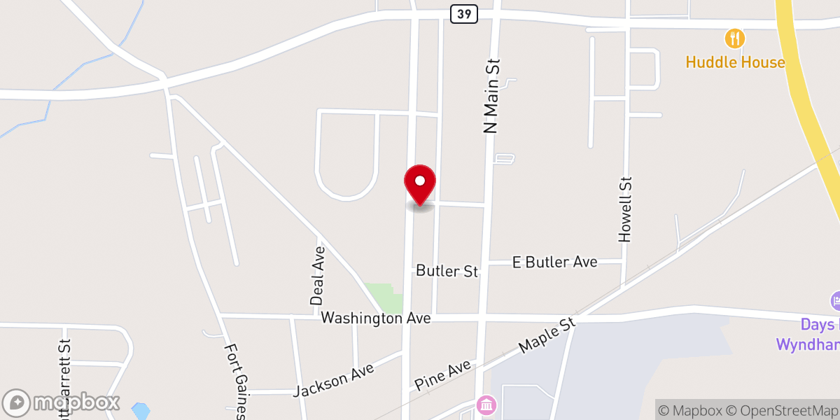 Map showing location of Mt Olive Missionary Baptist