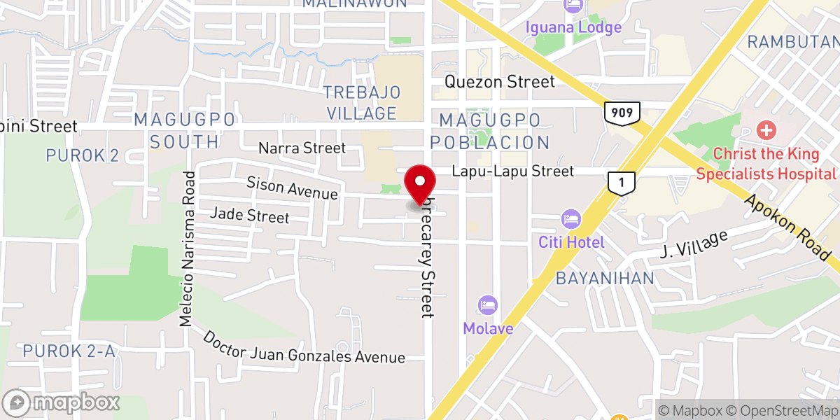 Map showing location of Tagum Fellowship Baptist Church of Tomorrow