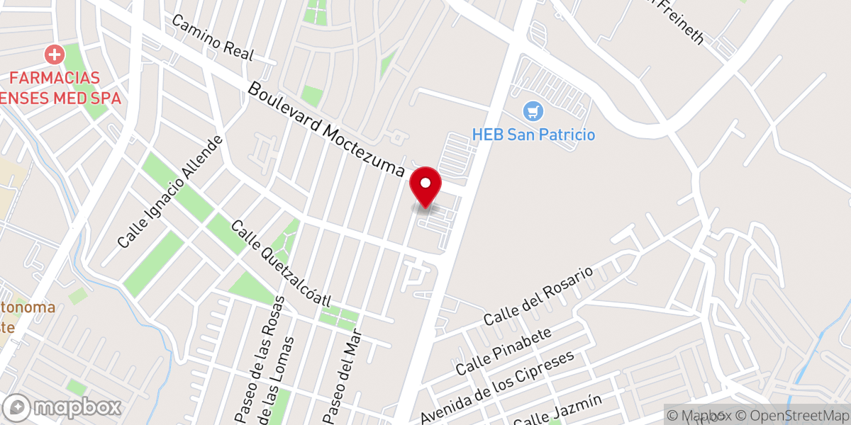 Map showing location of Iglesia Bautista de Saltillo