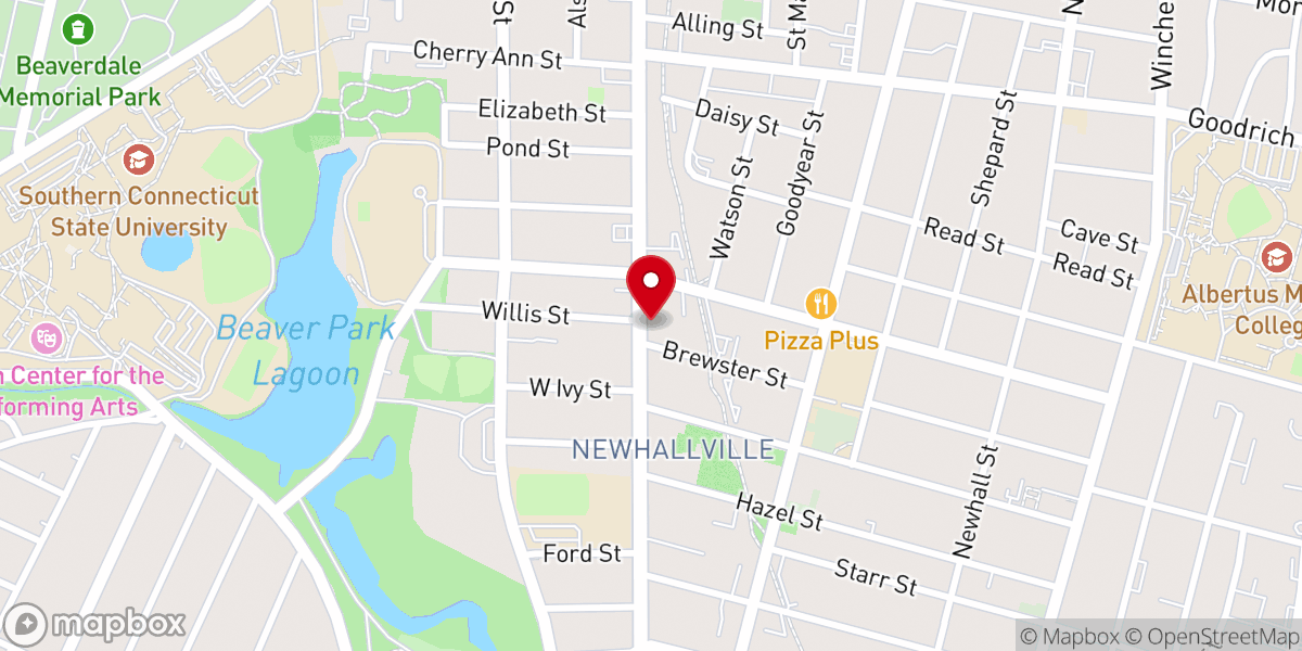 Map showing location of New Haven Spanish Church