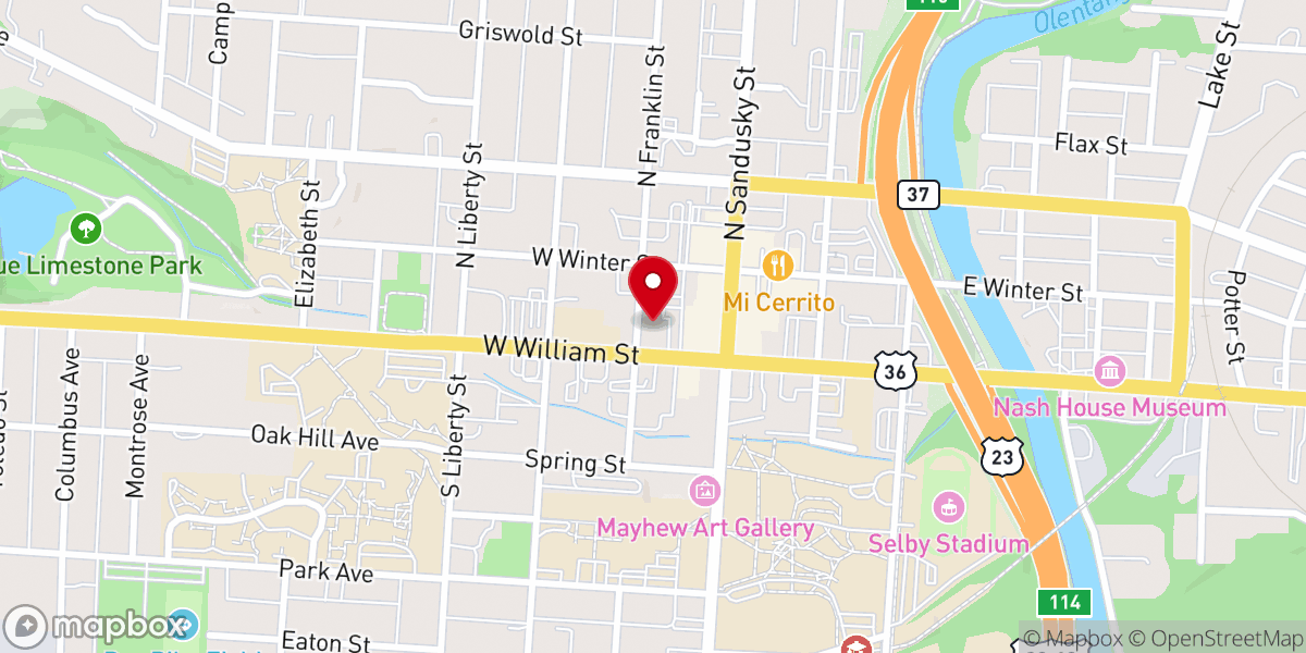 Map showing location of William Street United Methodist