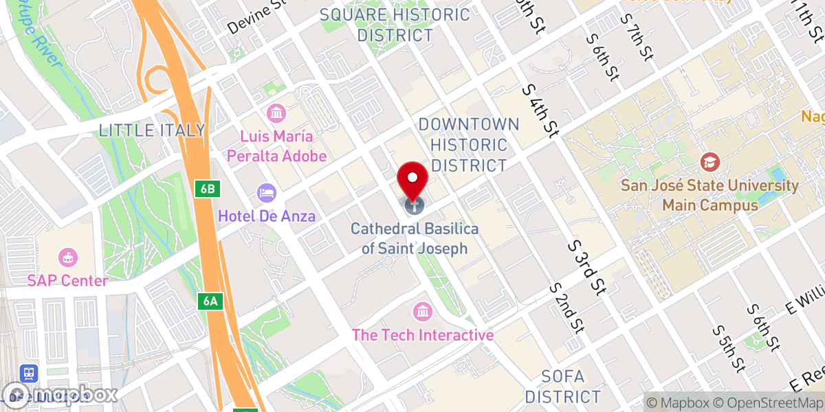 Map showing location of Cathedral Basilica of St. Joseph